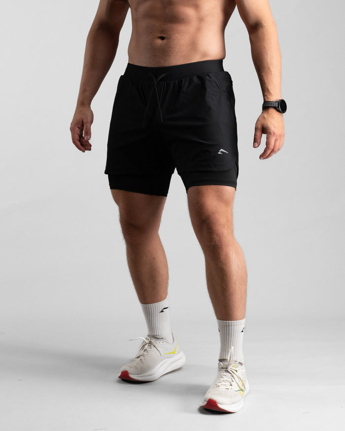 Elite Performance 2in1 Shorts (Black/Grey) - Athletic Aesthetics