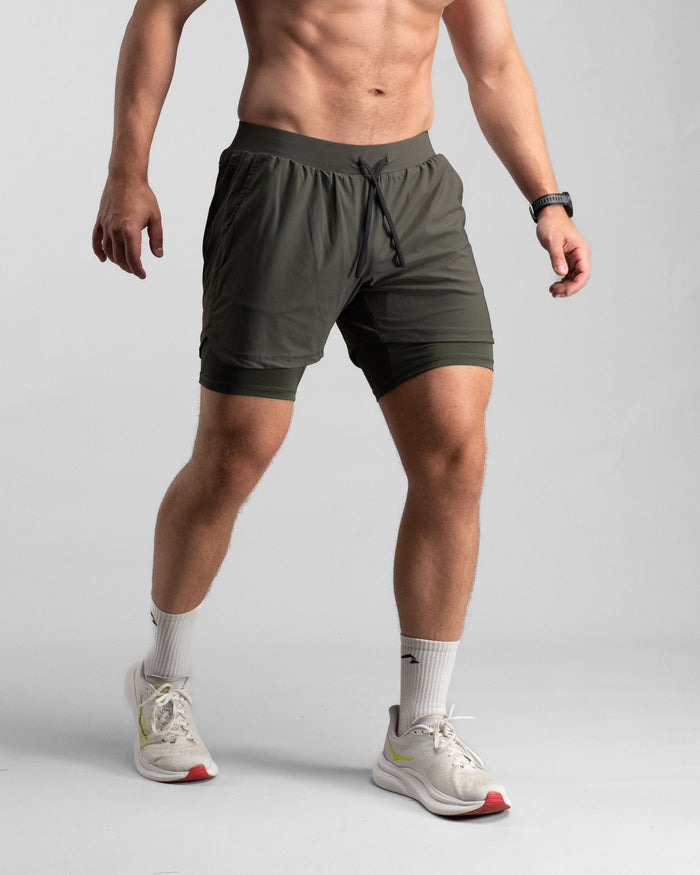 Elite Performance 2in1 Shorts (Tactical Olive) - Athletic Aesthetics