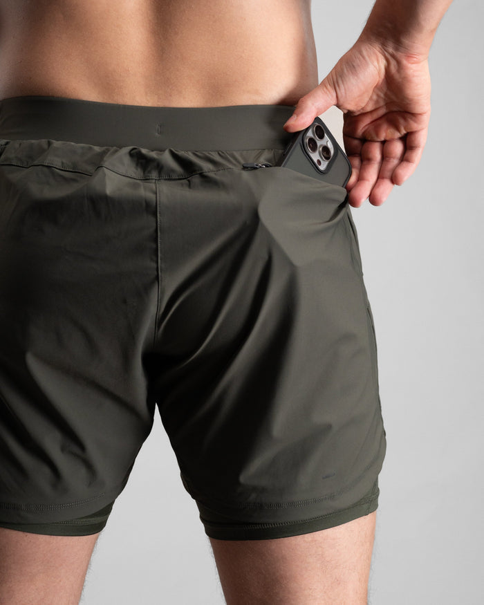 Elite Performance 2in1 Shorts (Tactical Olive) - Athletic Aesthetics