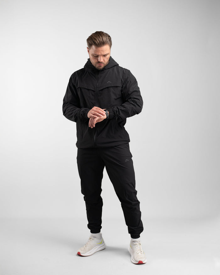 Elite Windbreaker Full Zip (Black) - Athletic Aesthetics