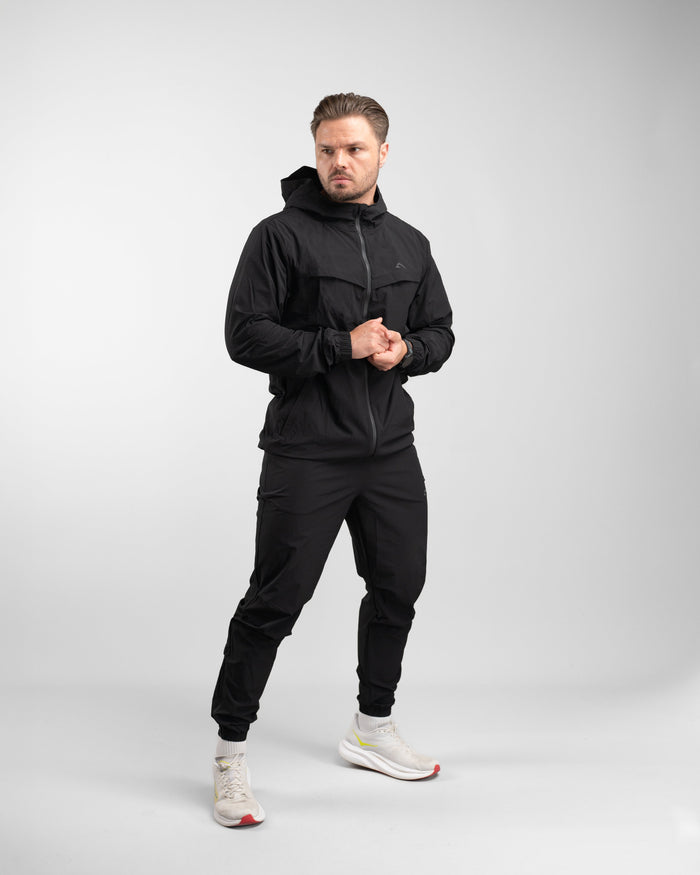 Elite Windbreaker Full Zip (Black) - Athletic Aesthetics