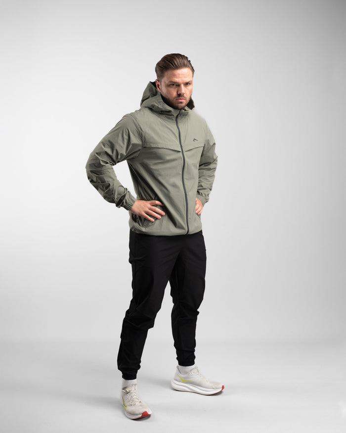 Elite Windbreaker Full Zip (Light Olive) - Athletic Aesthetics