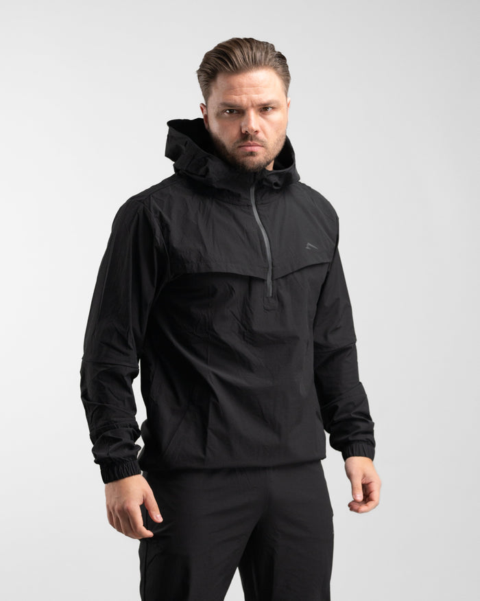 Elite Windbreaker Half Zip (Black) - Athletic Aesthetics
