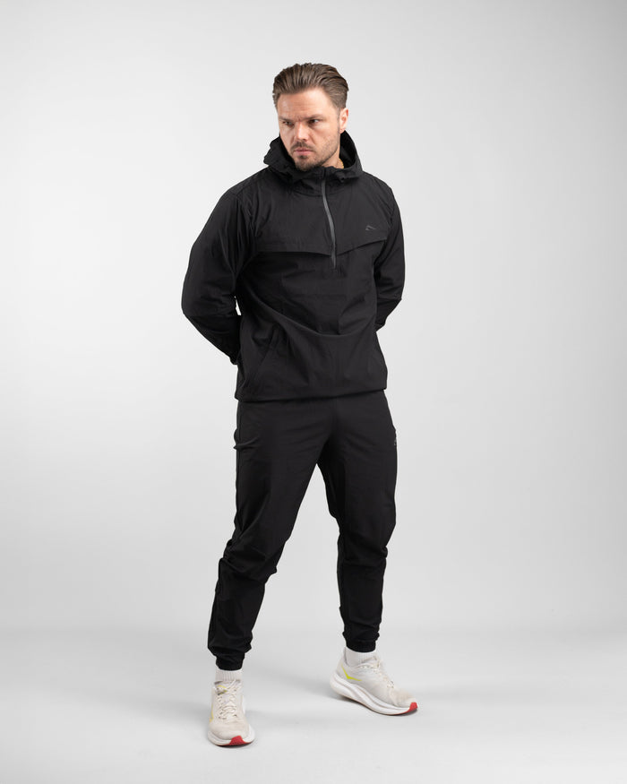 Elite Windbreaker Half Zip (Black) - Athletic Aesthetics