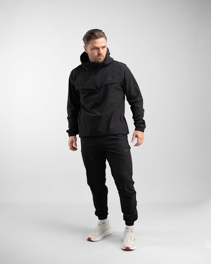Elite Windbreaker Half Zip (Black) - Athletic Aesthetics