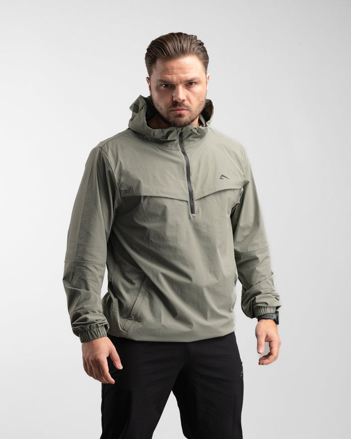 Elite Windbreaker Half Zip (Light Olive) - Athletic Aesthetics