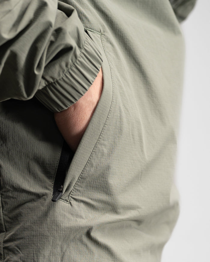 Elite Windbreaker Half Zip (Light Olive) - Athletic Aesthetics