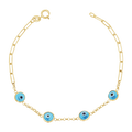 Enamel Evil Eye Paperclip Bracelet
