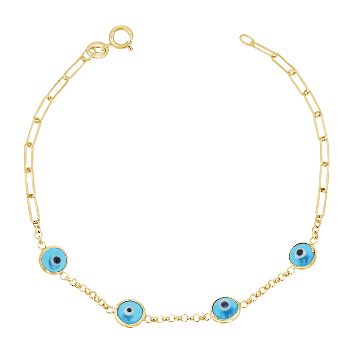 Enamel Evil Eye Paperclip Bracelet