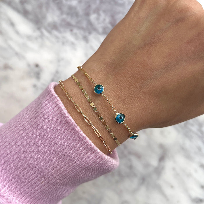 Enamel Evil Eye Paperclip Bracelet
