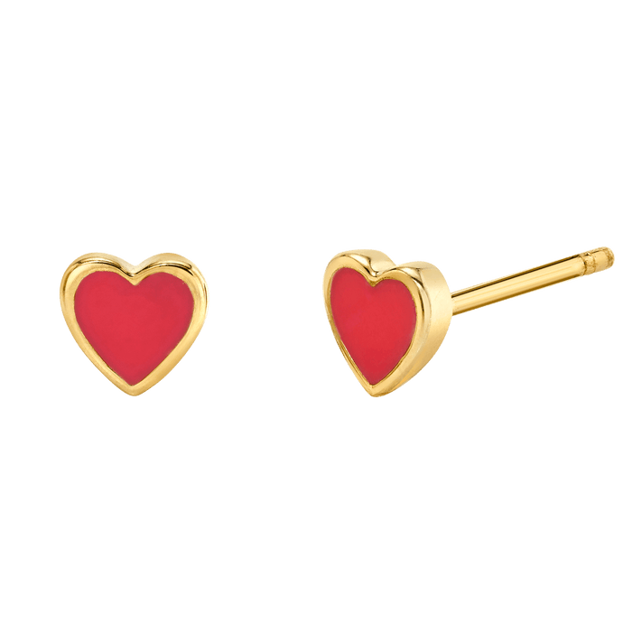 Enamel Heart Shape Studs