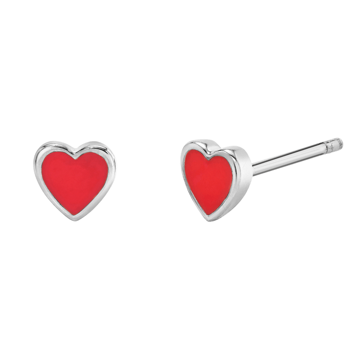 Enamel Heart Shape Studs