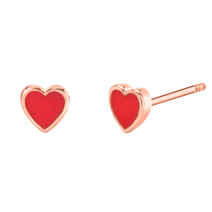 Enamel Heart Shape Studs