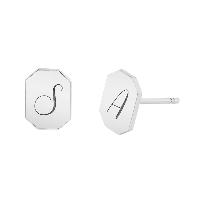Engravable Initial Tag Earrings