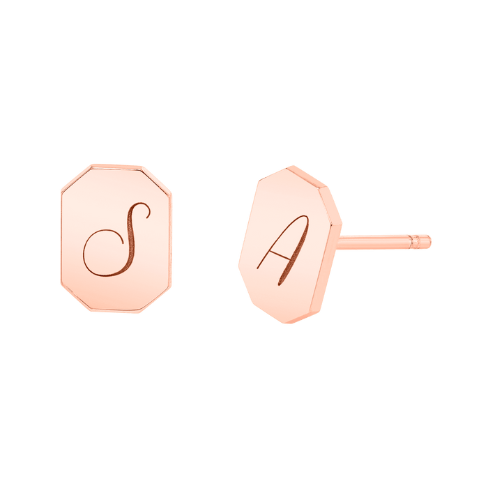 Engravable Initial Tag Earrings