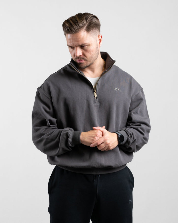 Essential Oversize Half Zip (Olive) - Athletic Aesthetics