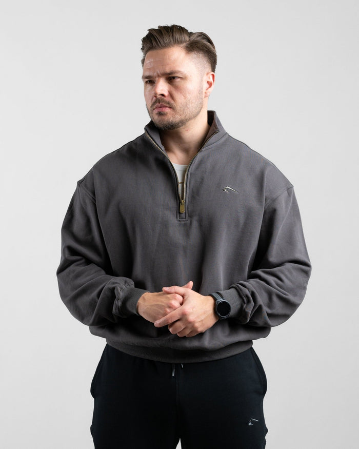 Essential Oversize Half Zip (Olive) - Athletic Aesthetics
