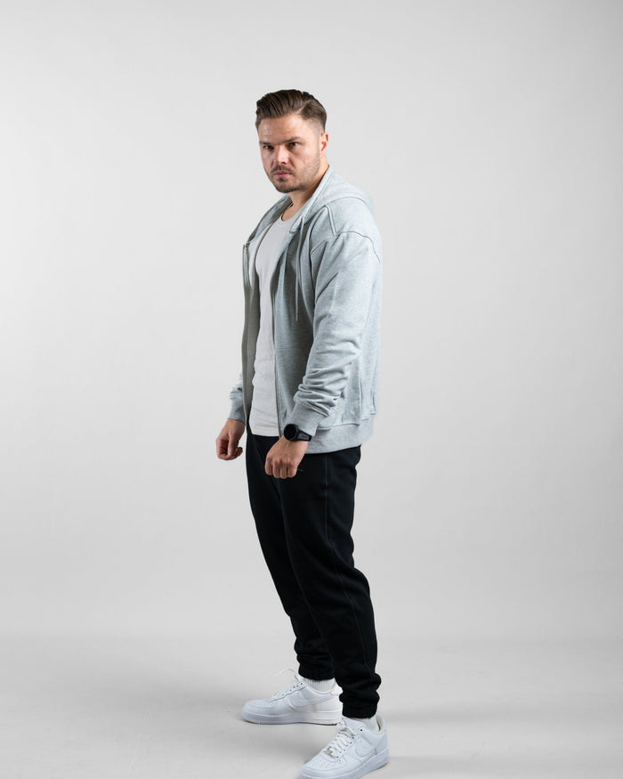 Essential Oversize Zip Hoodie (Grey Marl) - Athletic Aesthetics