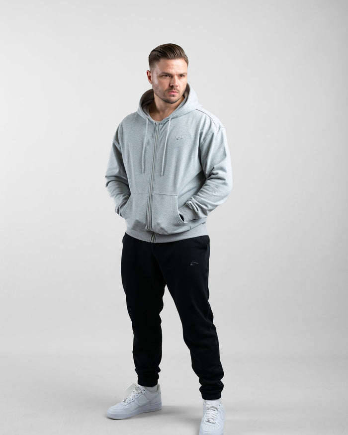 Essential Oversize Zip Hoodie (Grey Marl) - Athletic Aesthetics