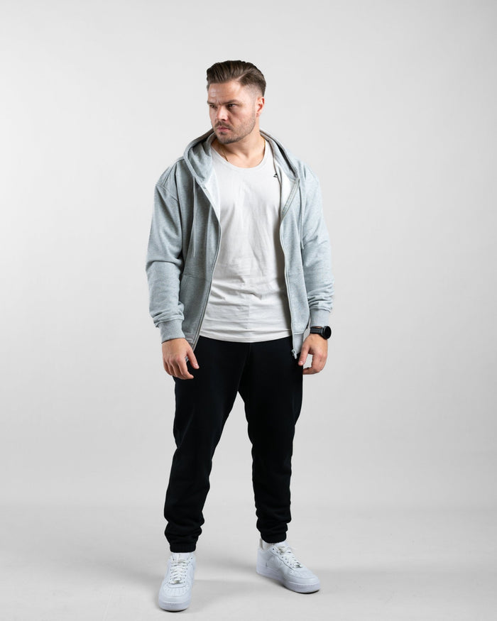 Essential Oversize Zip Hoodie (Grey Marl) - Athletic Aesthetics