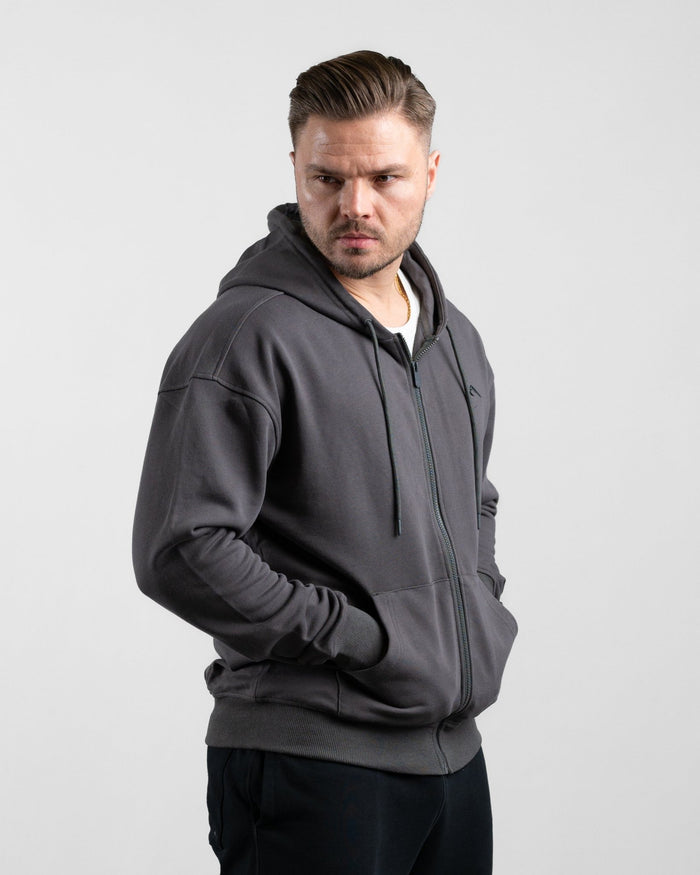 Essential Oversize Zip Hoodie (Olive) - Athletic Aesthetics