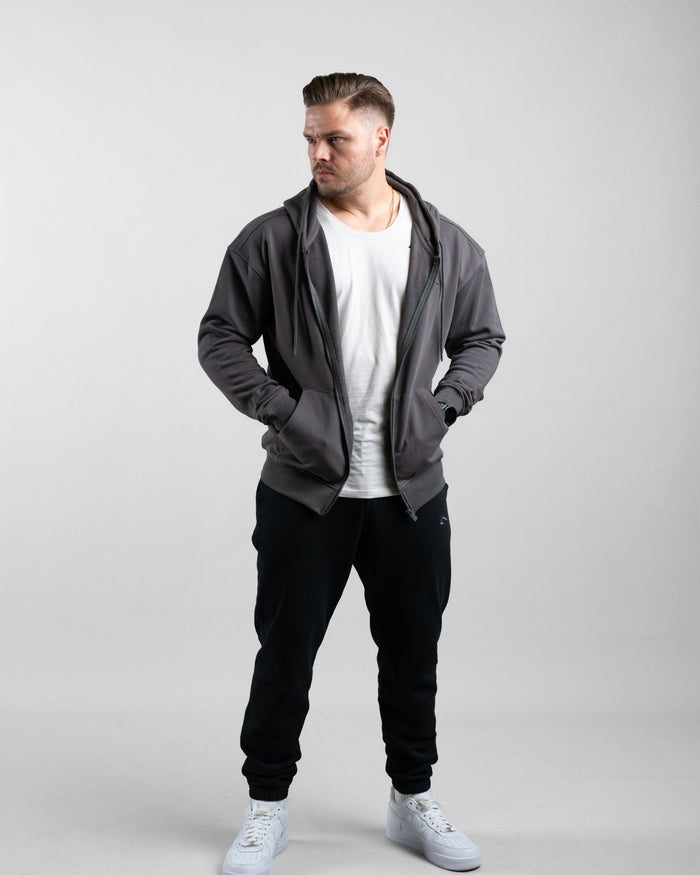 Essential Oversize Zip Hoodie (Olive) - Athletic Aesthetics