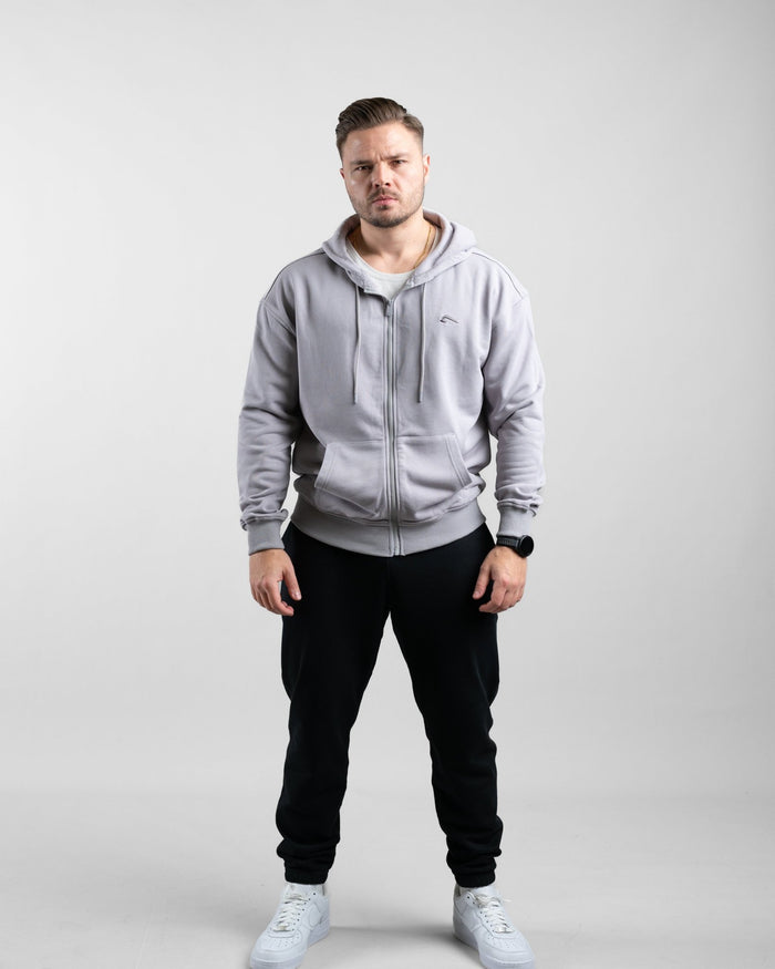 Essential Oversize Zip Hoodie (Stone) - Athletic Aesthetics