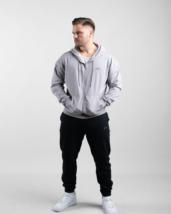 Essential Oversize Zip Hoodie (Stone) - Athletic Aesthetics