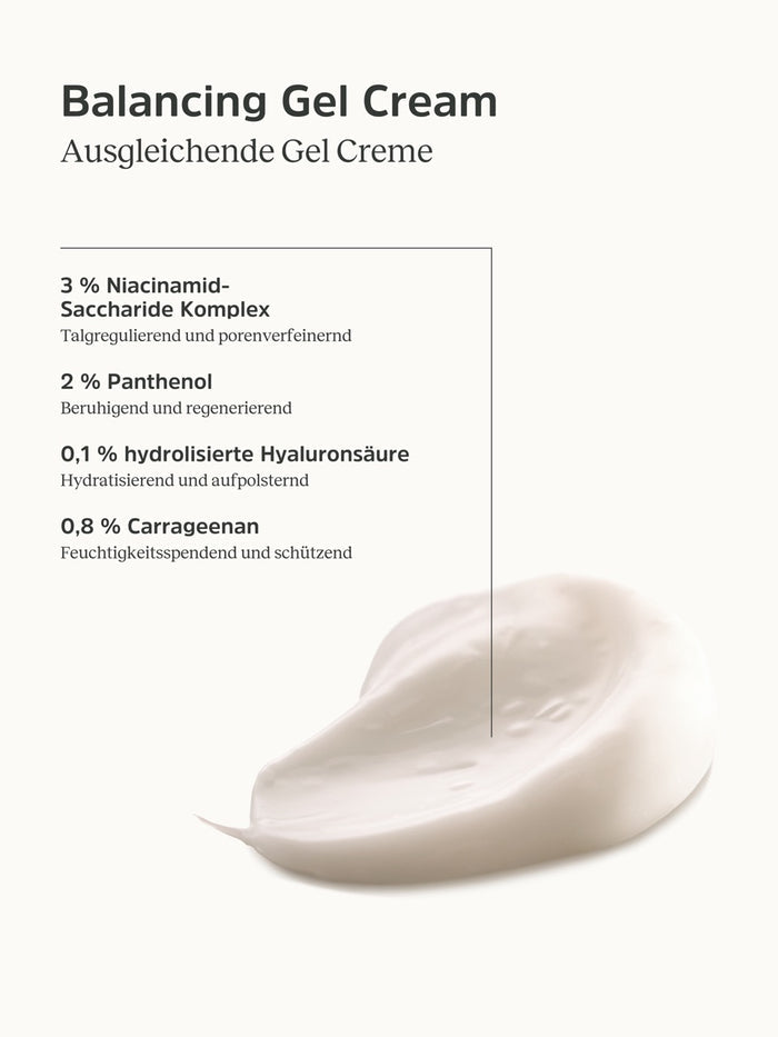 Inhaltsstoffe und Konsistenz der Balancing Gel Cream von nkm.