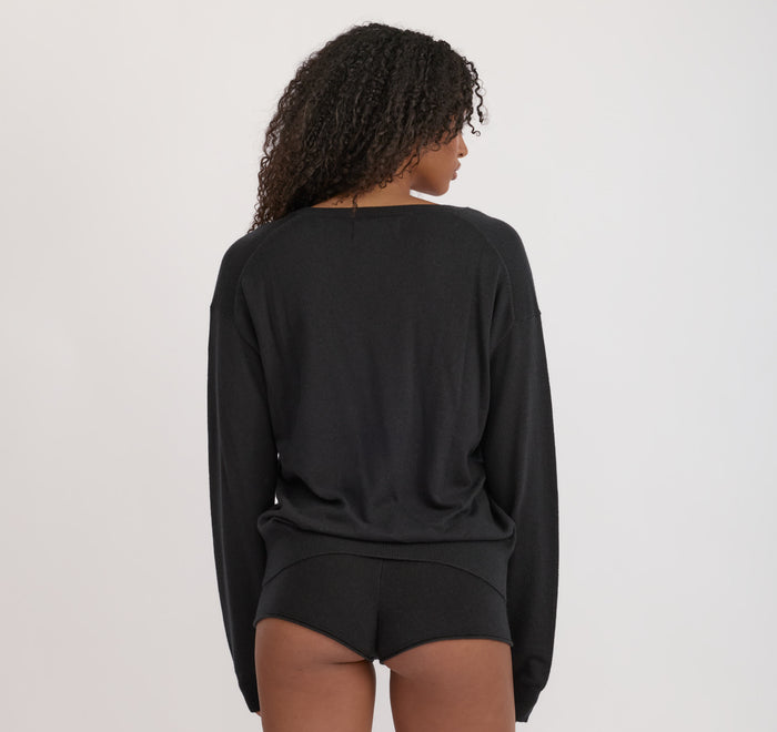 Fine Knit V-Neck Sweater