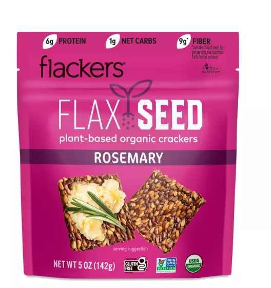 Flackers Organic Flax Crackers – Rosemary, 5 oz – 7 Pack