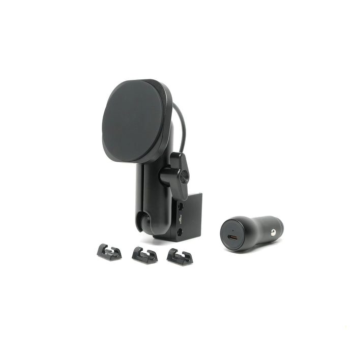 Image of Offroam MagSafe-compatible Phone Mount for Ford Ranger 2019-2023. This premium phone mount installs easily without drilling or glue. High force magnets hold phone on any trail, road, or track. Perfect placement without blocking screens, driver view, or air flow. Fully adjustable positioning.