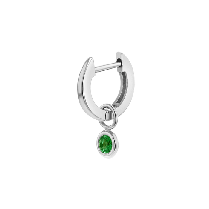 14K White Gold / Emerald / Single