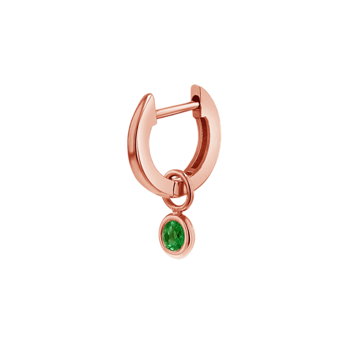 14K Rose Gold / Emerald / Single