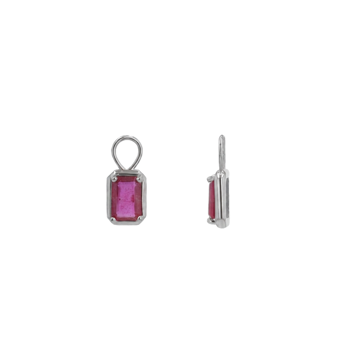 14K White Gold / Ruby / Pair