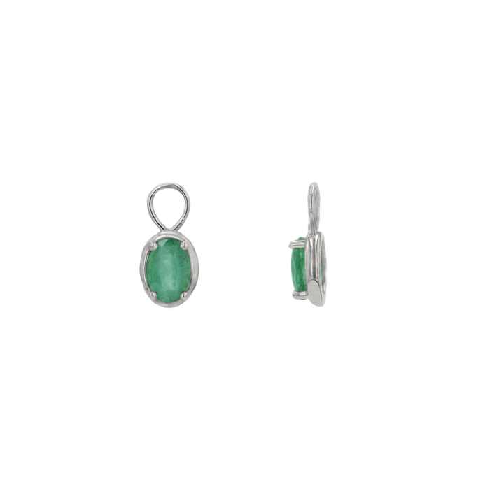 14K White Gold / Emerald / Pair