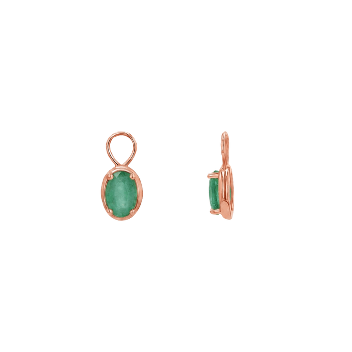 14K Rose Gold / Emerald / Pair