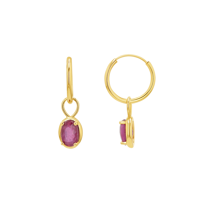 Gemstone Oval Huggie Charms