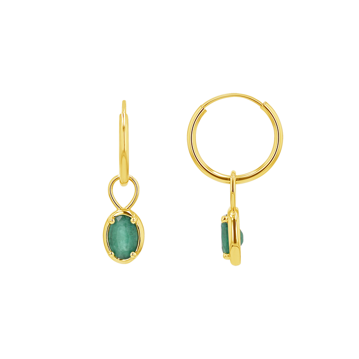 Gemstone Oval Huggie Charms