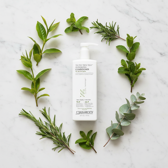 UGC flat lay tea tree botanical