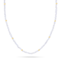 Gold Bead Station Pearl Necklace