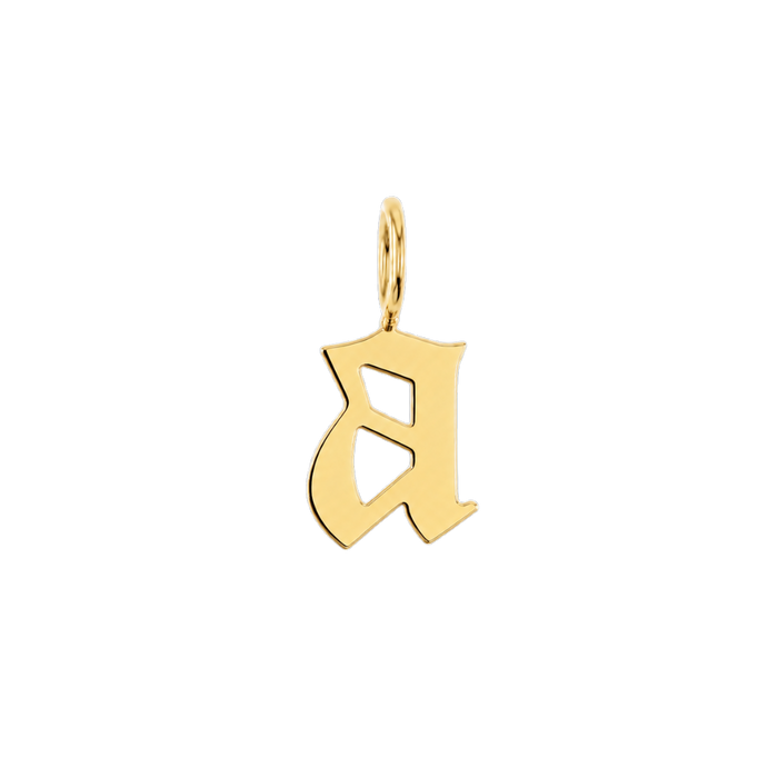 Gothic Old English Solid Initial Letter Charm