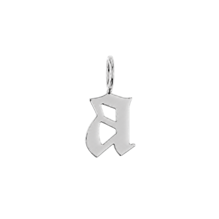 Gothic Old English Solid Initial Letter Charm