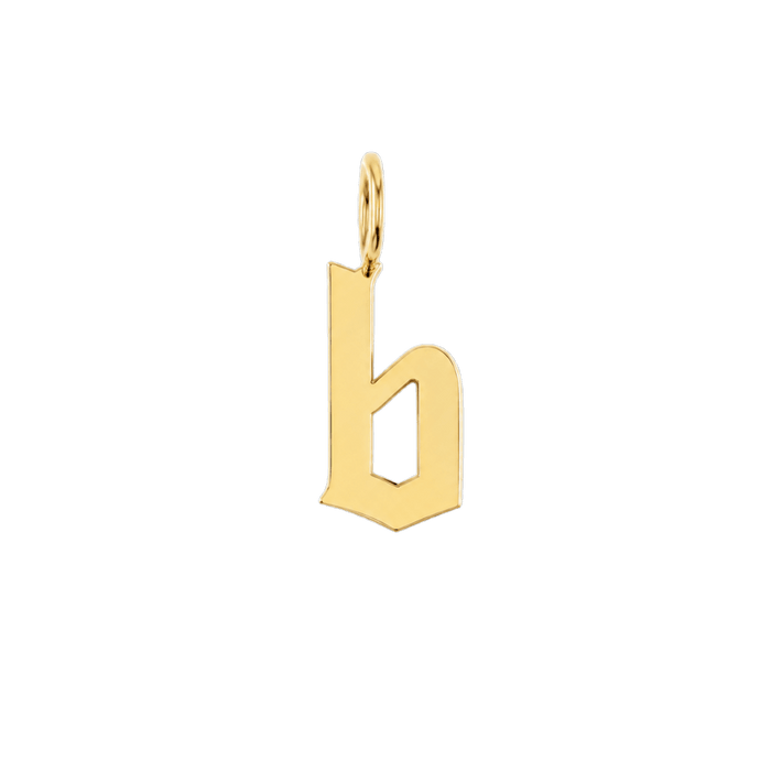 Gothic Old English Solid Initial Letter Charm