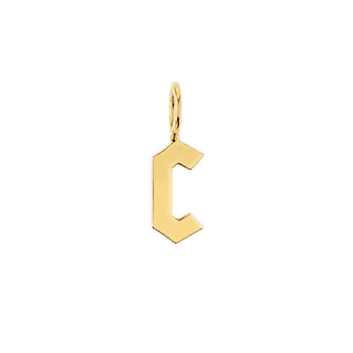 Gothic Old English Solid Initial Letter Charm