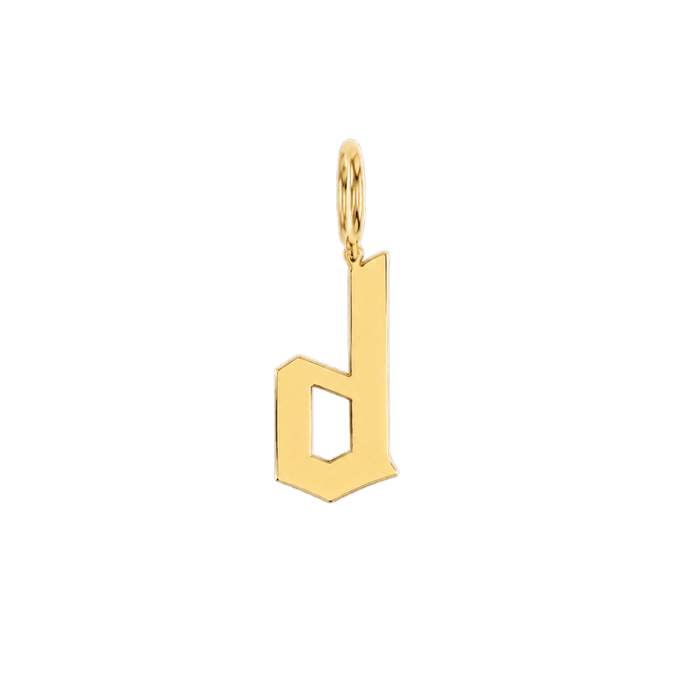 Gothic Old English Solid Initial Letter Charm