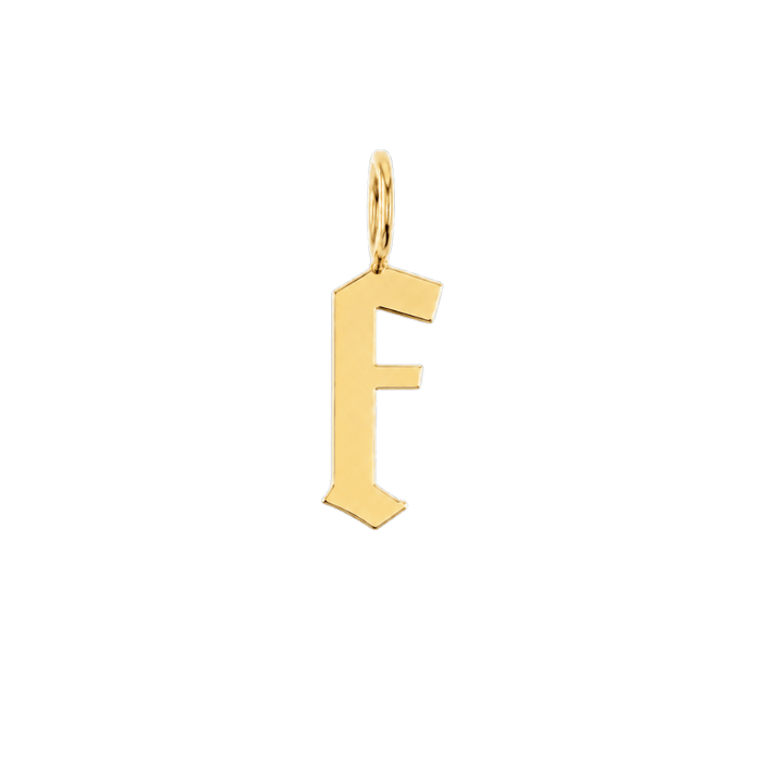 Gothic Old English Solid Initial Letter Charm
