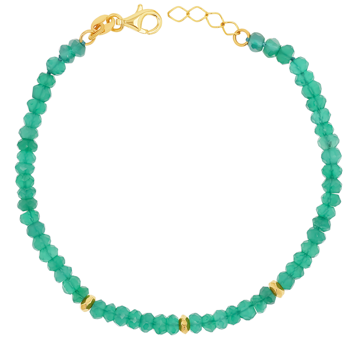 Green Onyx Gold Bead Bracelet
