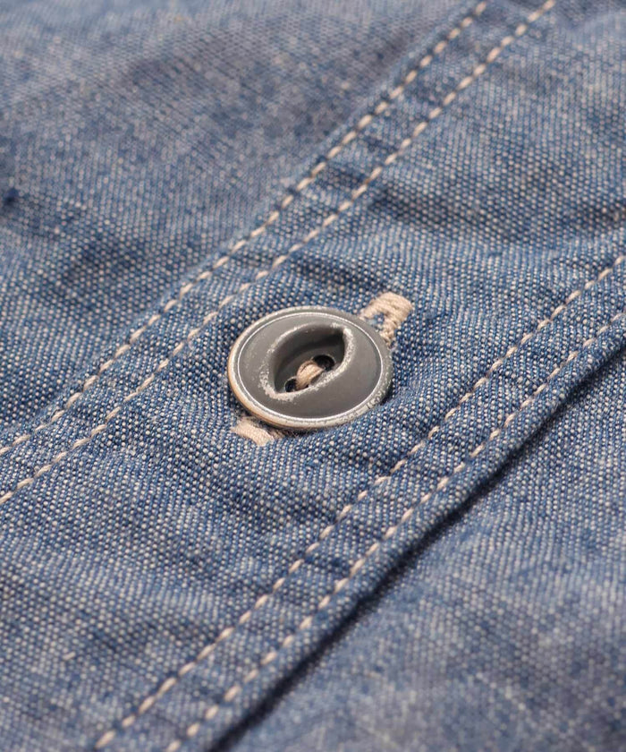 GS2529920 5OZ CHAMBRAY WORK L/S(O/WASH) - BLUE