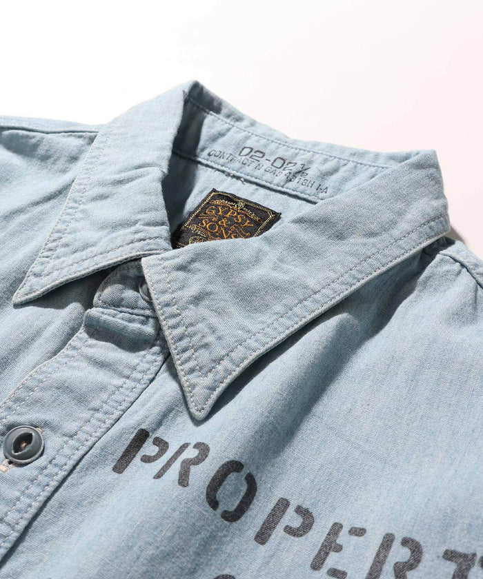 GS2529920A 5OZ CHAMBRAY WORK L/S(USED) - BLUE2